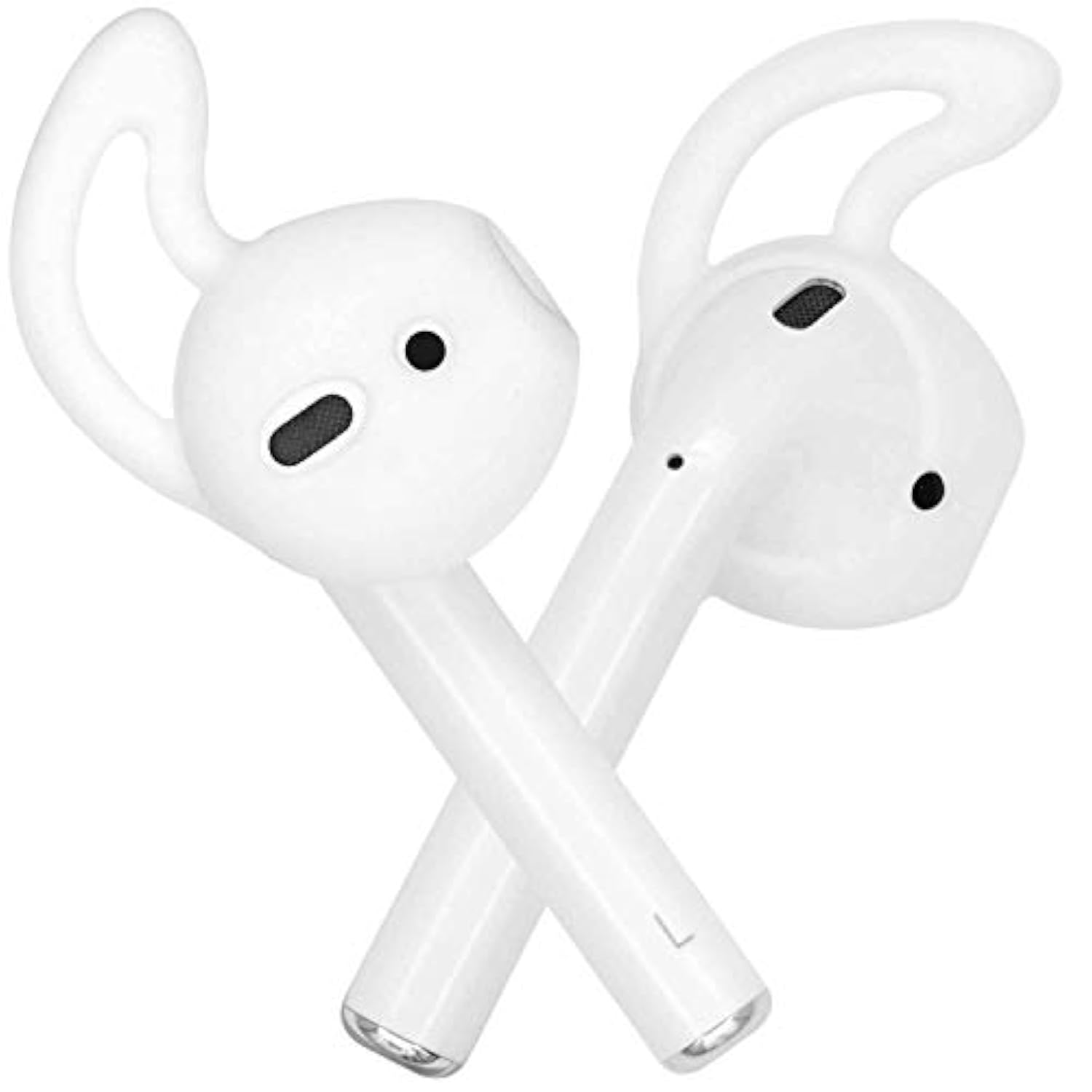 Ear Hook Ear Tips Replacement For Airpod, 1 Pair Over-Ear Soft Tpu Ear Hook & 2 Pairs In-Ear Silicone Ear Tips [Anti Slip][Anti Lost], Fit For Airpod Headphone [Gray/White](1+2S)