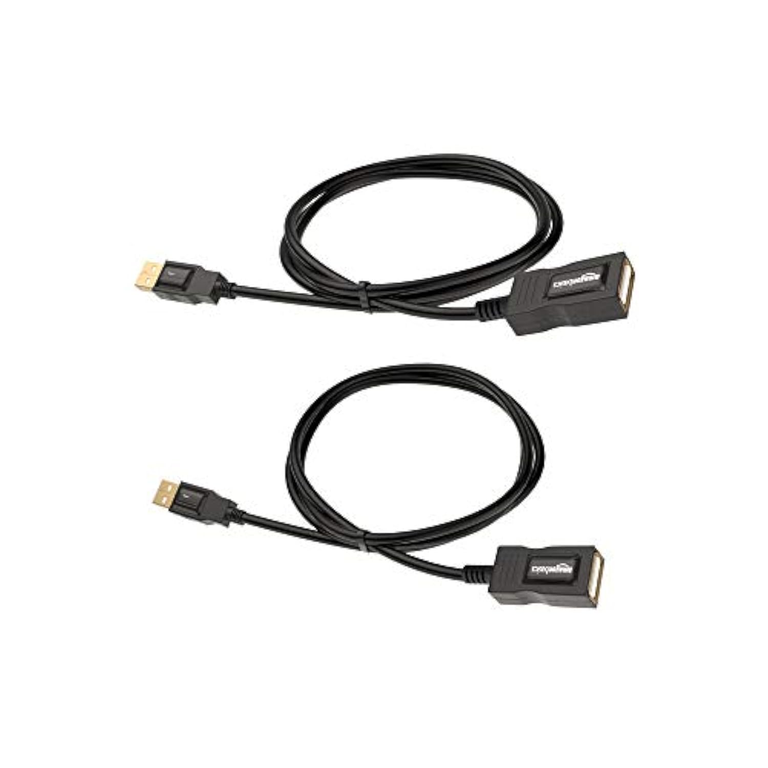 2-Pack Usb-A 2.0 Extension Cable, For Printer, Mouse Or Keyboard, Male To Female, 480Mbps Transfer Speed, 3.3 Foot, Black