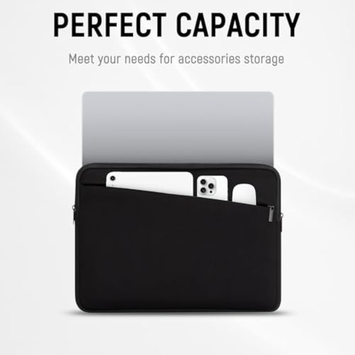 14 Inch Laptop Sleeve Case Durable Protective Cover Slim Padded Laptop Case With Front Pocket Compatible With 2025-2023 15.3” Macbook Air M4 M3 M2 14” Hp, Dell, Lenovo, Acer, Asus, Black