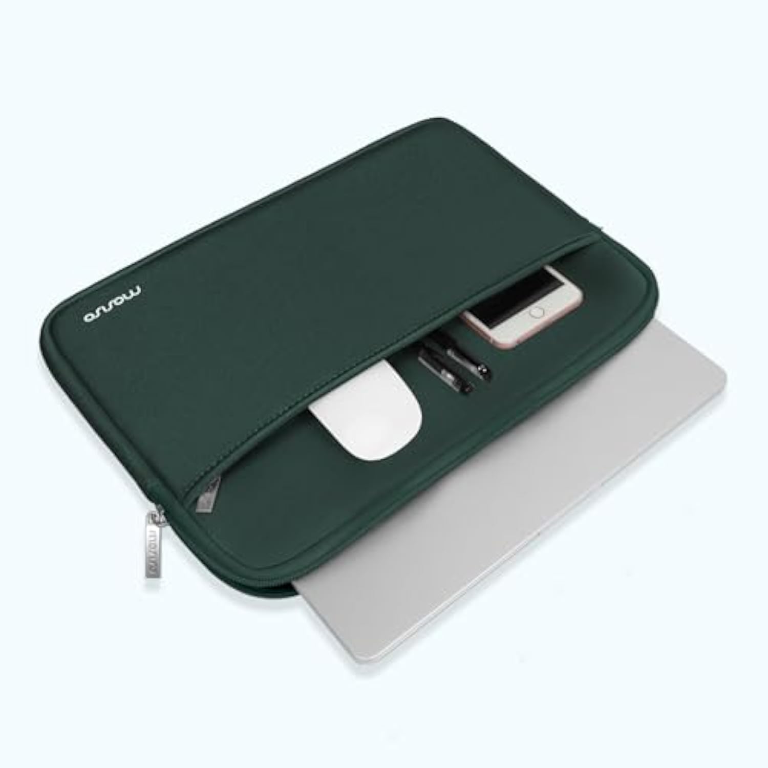 MOSISO Laptop Case 13-14 inch, 13.3 inch Laptop Sleeve Bag Compatible with MacBook Air 13.6/Pro 13/Pro 14, HP Dell ASUS Lenovo Notebook, Neoprene Carrying Case with Horizontal Pocket, Emerald Green
