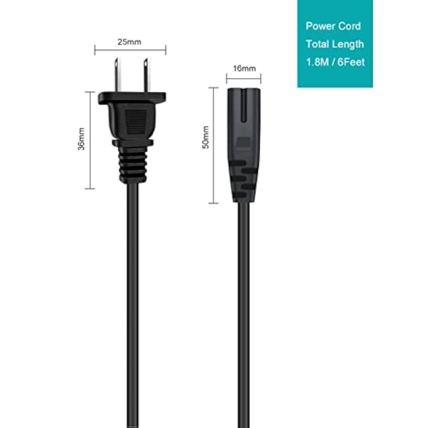Ac Power Cord Fit For Onn. 100008736,Jbl Partybox 100 110 200 300 310 710 1000 On-The-Go Wireless Bluetooth Speaker Audio System Replacement 2 Prong Charge Cable 6 Feet