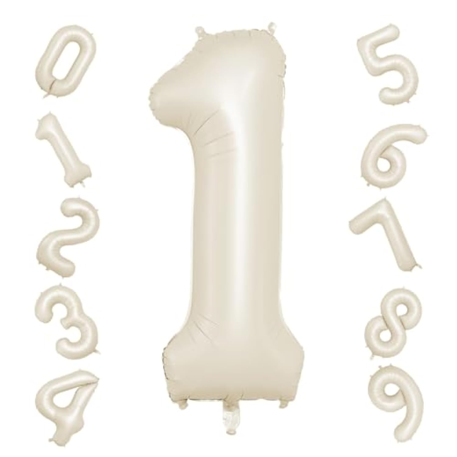 40" Cream Number 1 Balloon, Beige Large 1st Birthday Foil Balloon for Party Decor
