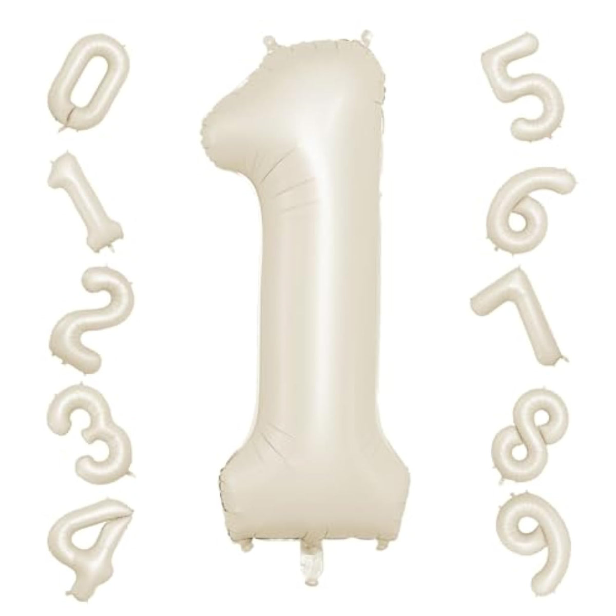 40" Cream Number 1 Balloon, Beige Large 1st Birthday Foil Balloon for Party Decor