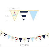 Navy Red Beige Gold Glitter Stamping Paper Pennant Banner Flag Triangle Bunting for Nautical Pirate Ahoy Achor Theme Birthday Wedding Let's Get Nauti Bachelorette Party Decorations Supplies