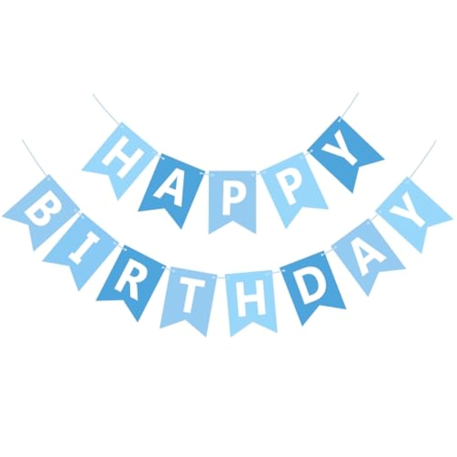 Happy Birthday Banner Light Blue Wall Door Garland with White Letters