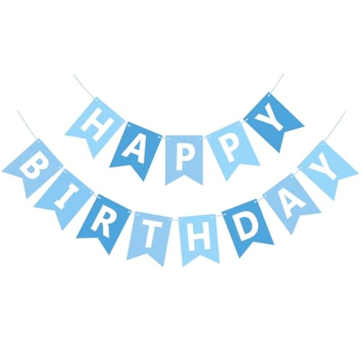 Happy Birthday Banner Light Blue Wall Door Garland with White Letters