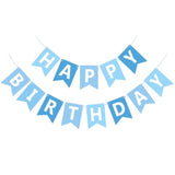 Happy Birthday Banner Light Blue Wall Door Garland with White Letters