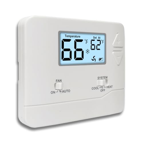 Nonprogrammable Thermostat For Home, Digital Energy-Saving Thermostat,Single-Stage Systems, 1 Heat/1 Cool, Easy Diy Install, White Backlight
