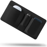 3-Pocket Storage Pouch, Adhesive Laptop Accessory Organizer, For Portable Hdd, Ssd, Usb Drive, Mouse, Cables - Black