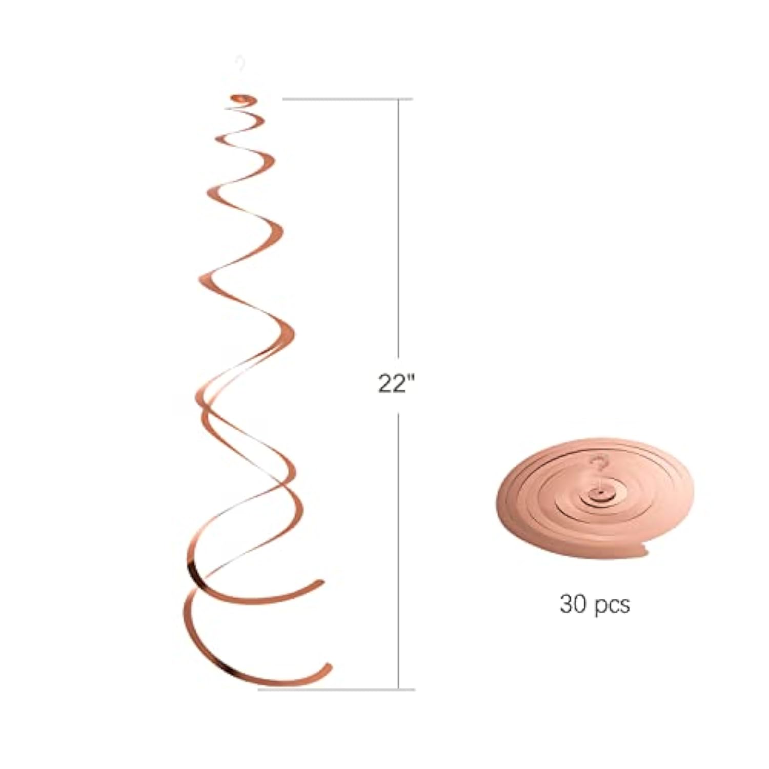 30PCS Rose Gold Hanging Swirl Decorations for Birthday, Wedding & Baby Shower Decor