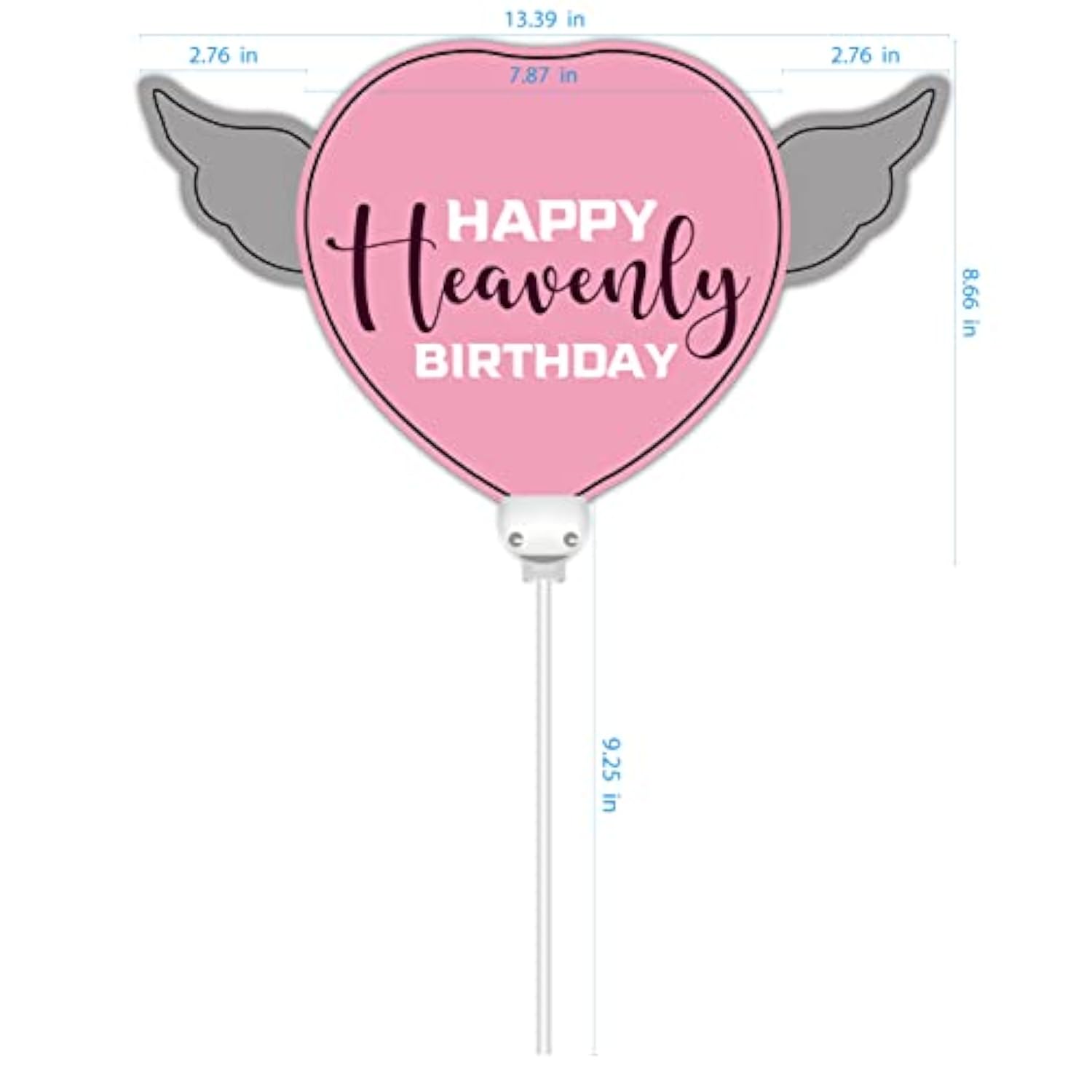 Pink Heart Balloon On A Stick With Purple "Heavenly" & Angel Wings – Memorial