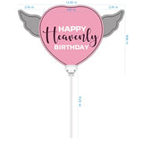 Pink Heart Balloon On A Stick With Purple "Heavenly" & Angel Wings – Memorial