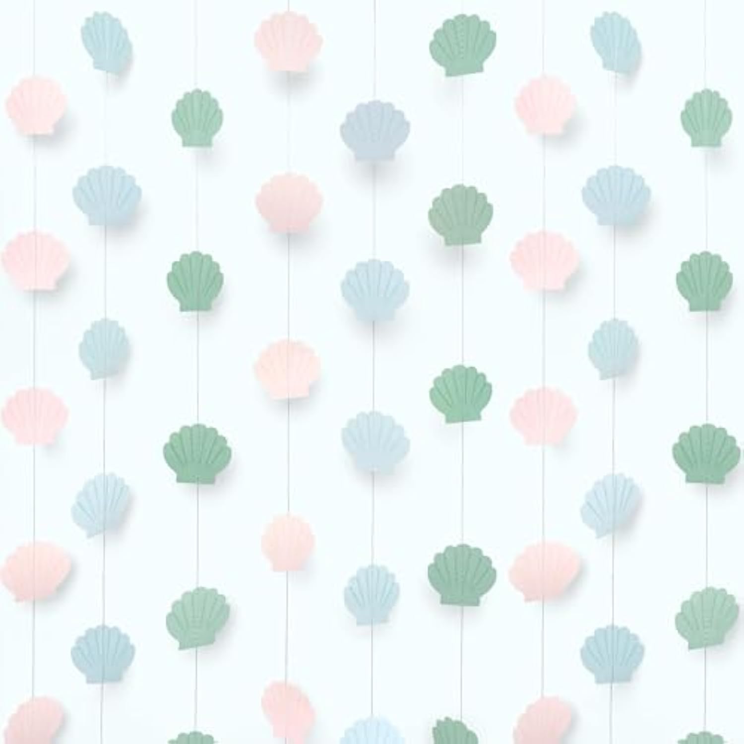 Pastel Sea Shell Garland Seashell Party Decor Hanging Under The Sea Party Banner Decoration For Mermaid Decor Ocean Themed Birthday Decorations Beach Party Baby Shower Supplies Pack Of 6