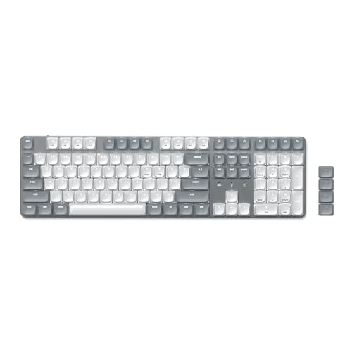 Sm3 Mechanical Keyboard For Mac And Windows, 108 Keys Full Size With White Led Backlit, Wired And Bluetooth For Mac And Windows - Light Gray/White