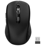 Wireless Mouse With Side Buttons For Laptop, Pc, Chromebook, Mac, Macbook, Silent Mouse With Usb Nano Receiver, 1000/1600/2400 Dpi, Anti Slip Roller, 6-Button Ergonomic Design No Light Design- Black