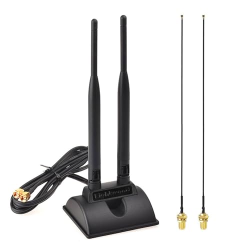 2.4Ghz 5Ghz Dual Band Rp-Sma Male Wifi Antenna + Rp-Sma Female Cable 9.8 Inch 2-Pack For M.2 Ngff Network Card Pc Desktop Computer