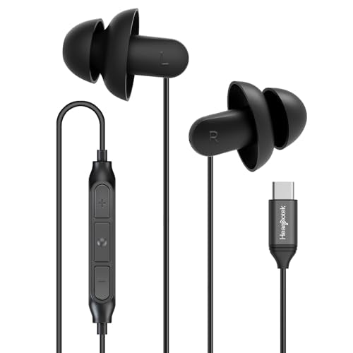 Sleep Headphones, 1 Pair USB C Wired Earbuds with Soft Silicone Noise Reduction Type C Earbuds with Microphone, Ideal for Sleeping, snoring,