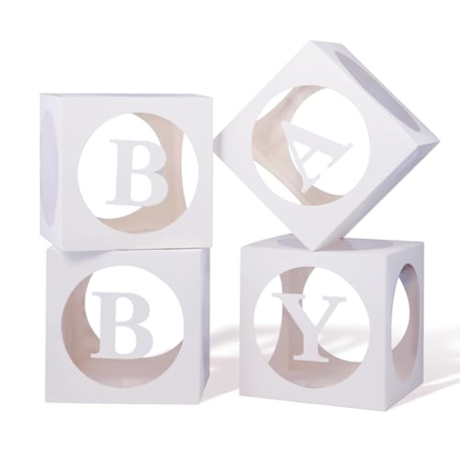 Baby Boxes With Letters For Baby Shower,Transparent Balloon Boxe 4 Pcs Clear Baby Shower Decorations Block Boxes For Gender Reveal,Birthday Party Decorations