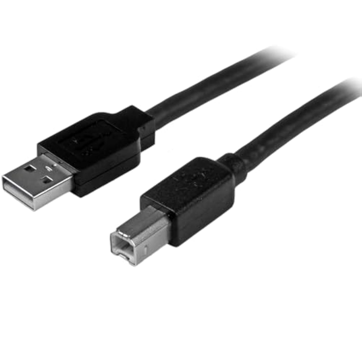 StarTech.com 15m / 50 ft Active USB 2.0 A to B Cable - Long 15 m USB Cable - 50 ft USB Printer Cable - 1x USB A (M), 1x USB B (M) - Black, TAA (USB2HAB50AC)