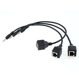 3Pcs 3.5Mm 1/8" Stereo Male Plug To Rj45 Female Extender Over Cat5/Cat6 Socket