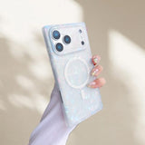 Magnetic Rectangle Glitter for iPhone 17 Pro Case,Compatible with Magsafe, Luxury Sparkle Colorful Shell Pearl Glossy Slim Soft TPU Cute Women Girly