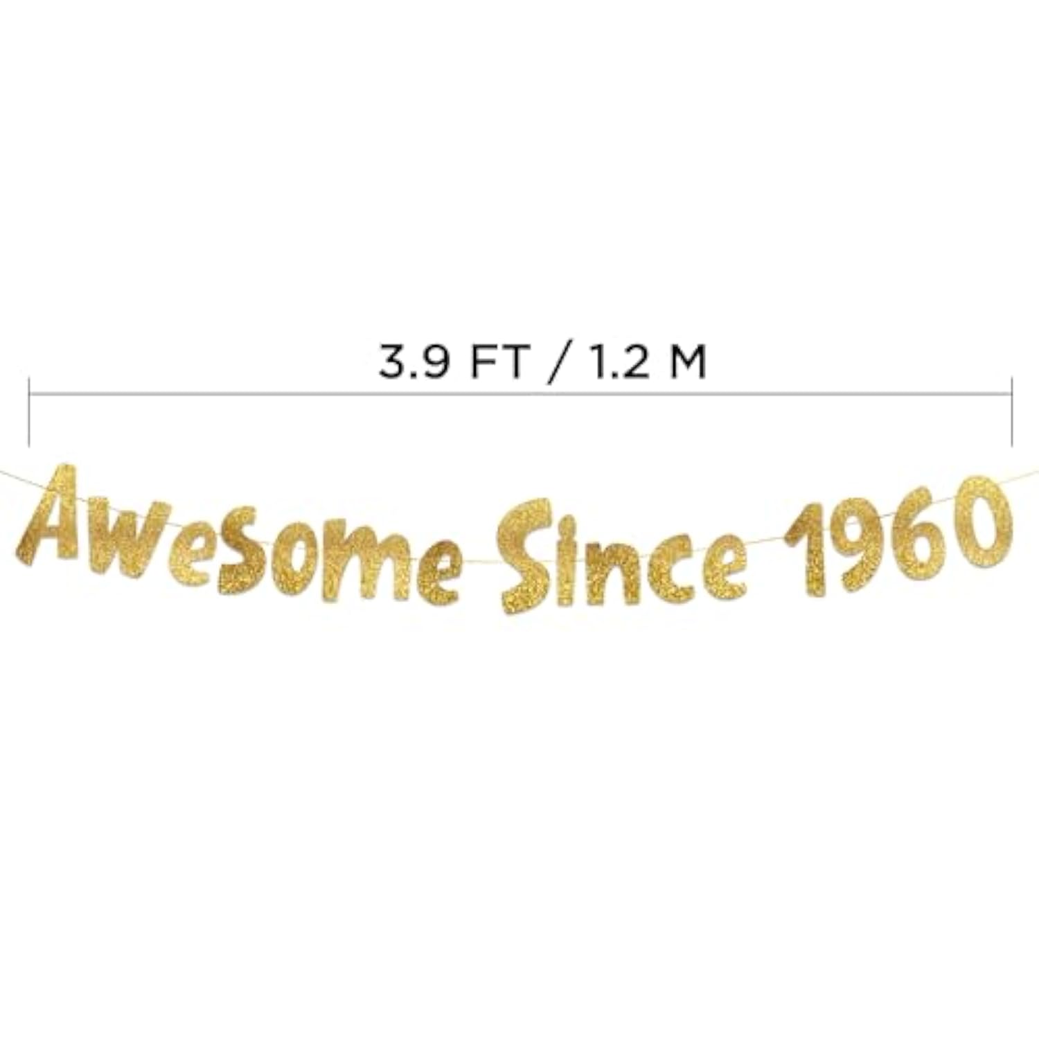 Awesome Since 1960 Gold Glitter Banner - 65Th Birthday And Anniversary Party Decorations