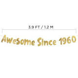 Awesome Since 1960 Gold Glitter Banner - 65Th Birthday And Anniversary Party Decorations