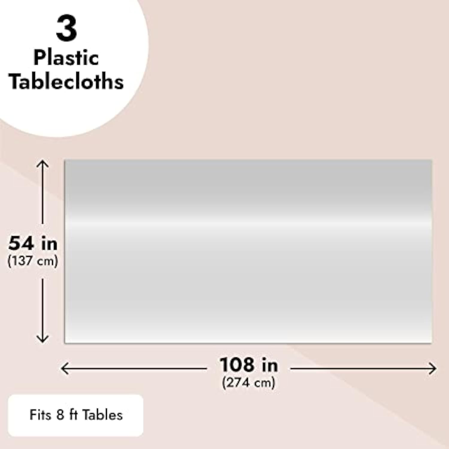 3 Pack Plastic Table Cloths - Metallic Silver Plastic Tablecloth For Birthday Party Decorations (Shiny Foil, 54X108 Silver Tablecloth)