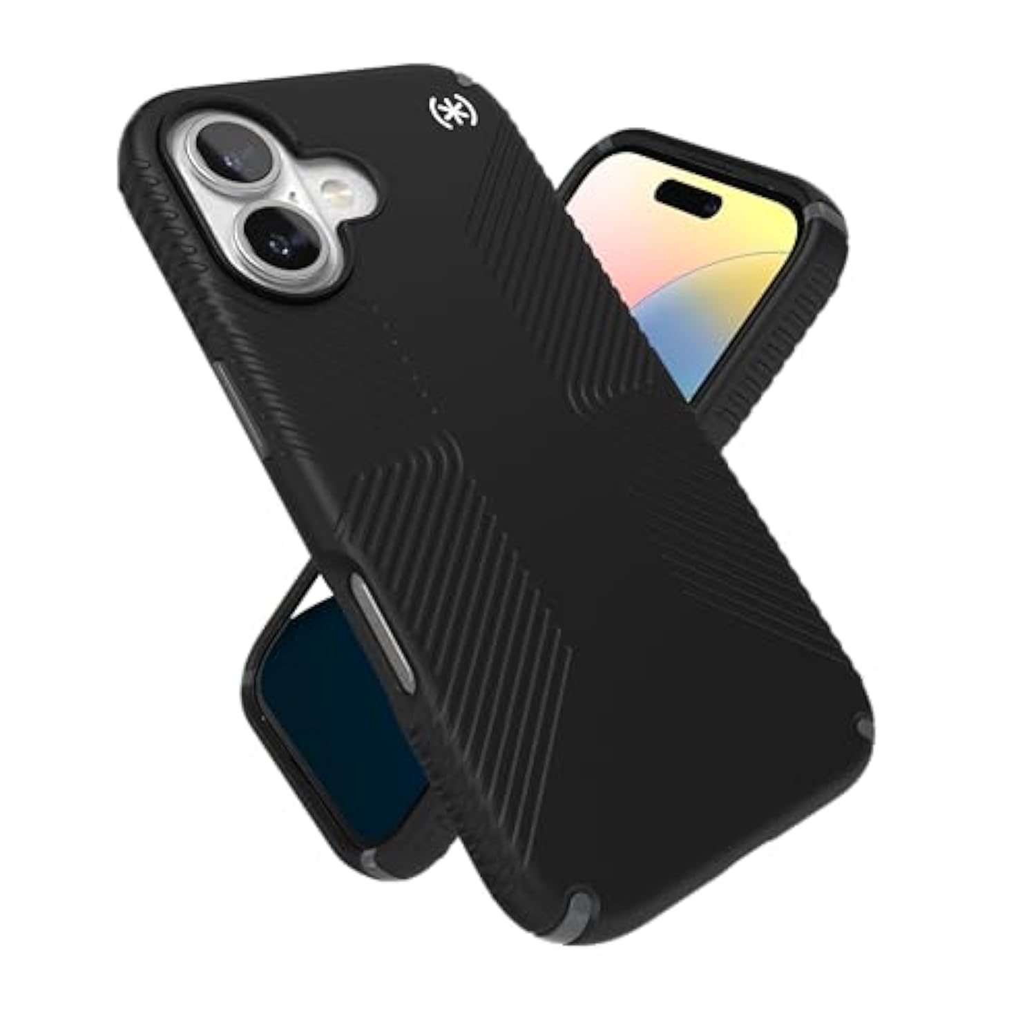 Speck Black iPhone 16 Case - Slim Phone Case iPhone 16 - iPhone 16 Phone Case - Presidio 2 Grip - Black/Slate