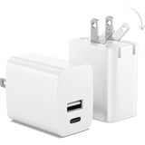Usb C Wall Charger Block 20W, 2-Pack Dual Port Wall Charger Adapter With Foldable Plug, Fast Charger For Iphone 15/15 Pro/14/14 Pro Max/13, Galaxy, Ipad, Google Pixel, Samsung Galaxy