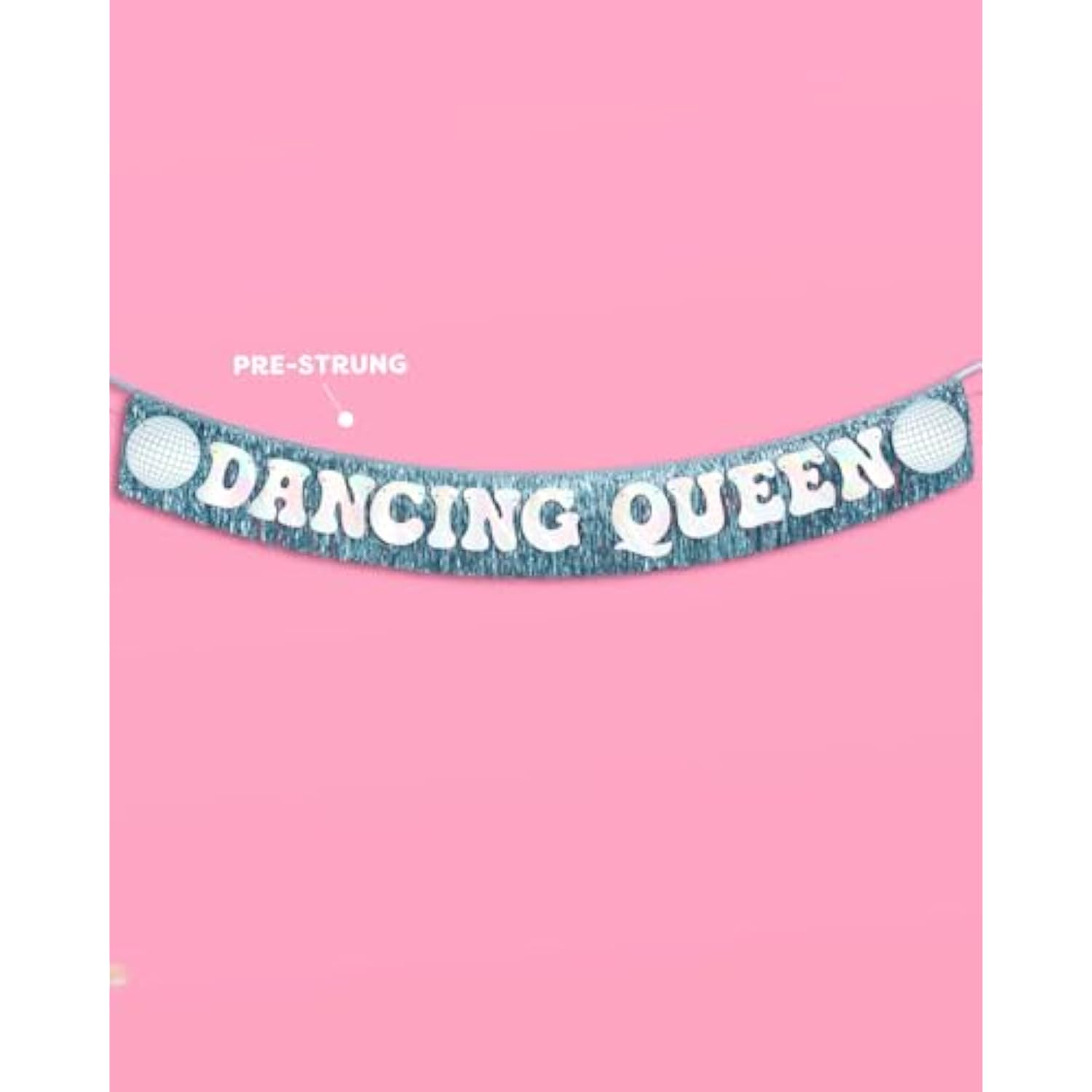 Dancing Queen Fringe Banner - Iridescent & Blue Fringe, 5 Ft. | Disco Bachelorette Decorations, 70S Backdrop, Groovy Birthday Party, Boogie Bach Backdrop