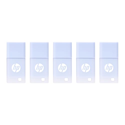 Hp 32Gb V168 Usb 2.0 Delicate Blue Flash Drive Reliable Portable Storage To Store, Transfer, & Protect Important Data, 5-Pack