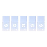 Hp 32Gb V168 Usb 2.0 Delicate Blue Flash Drive Reliable Portable Storage To Store, Transfer, & Protect Important Data, 5-Pack