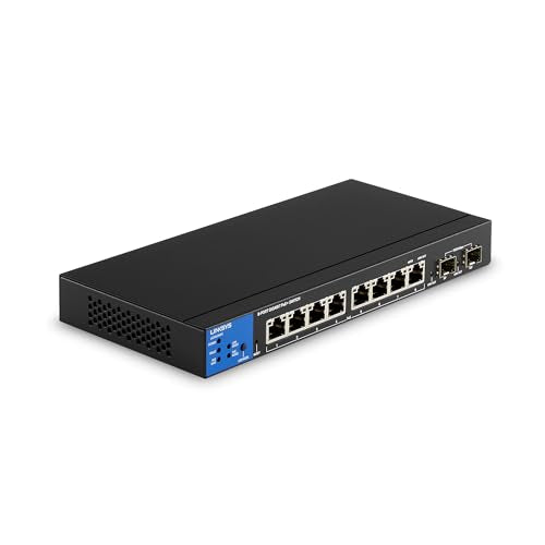 Lgs310Mpc 8 Port Gigabit Network Poe+ Switch @ 110W With 2 Uplink Gigabit Sfp Slots - Advanced Security, Qos, Static Routing, Vlan, Igmp Features - Metal Housing, Desktop / Wall Mount