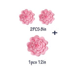 3Pcs Party Paper Flower Wedding Flower Backdrop Decorations Diy Handcrafted Flower For Wedding Backdrop Nursery Wall Decoration (Flower-3, Pink)