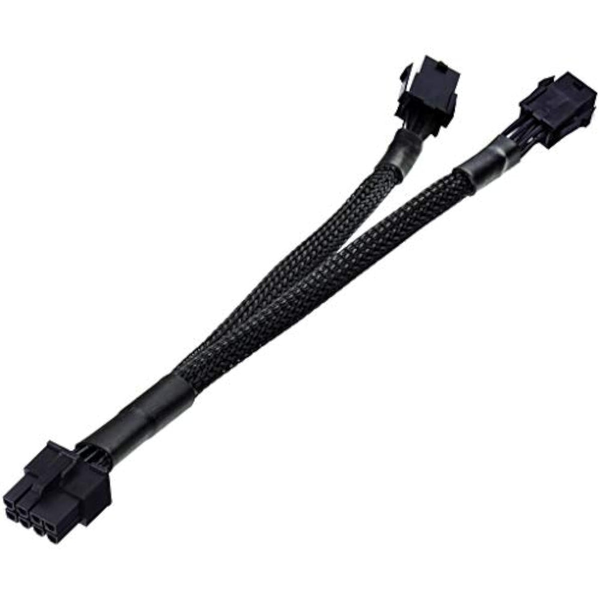 Dual 6 Pin Female To 8 Pin Male Gpu Power Adapter Cable Braided Sleeved 9 Inches