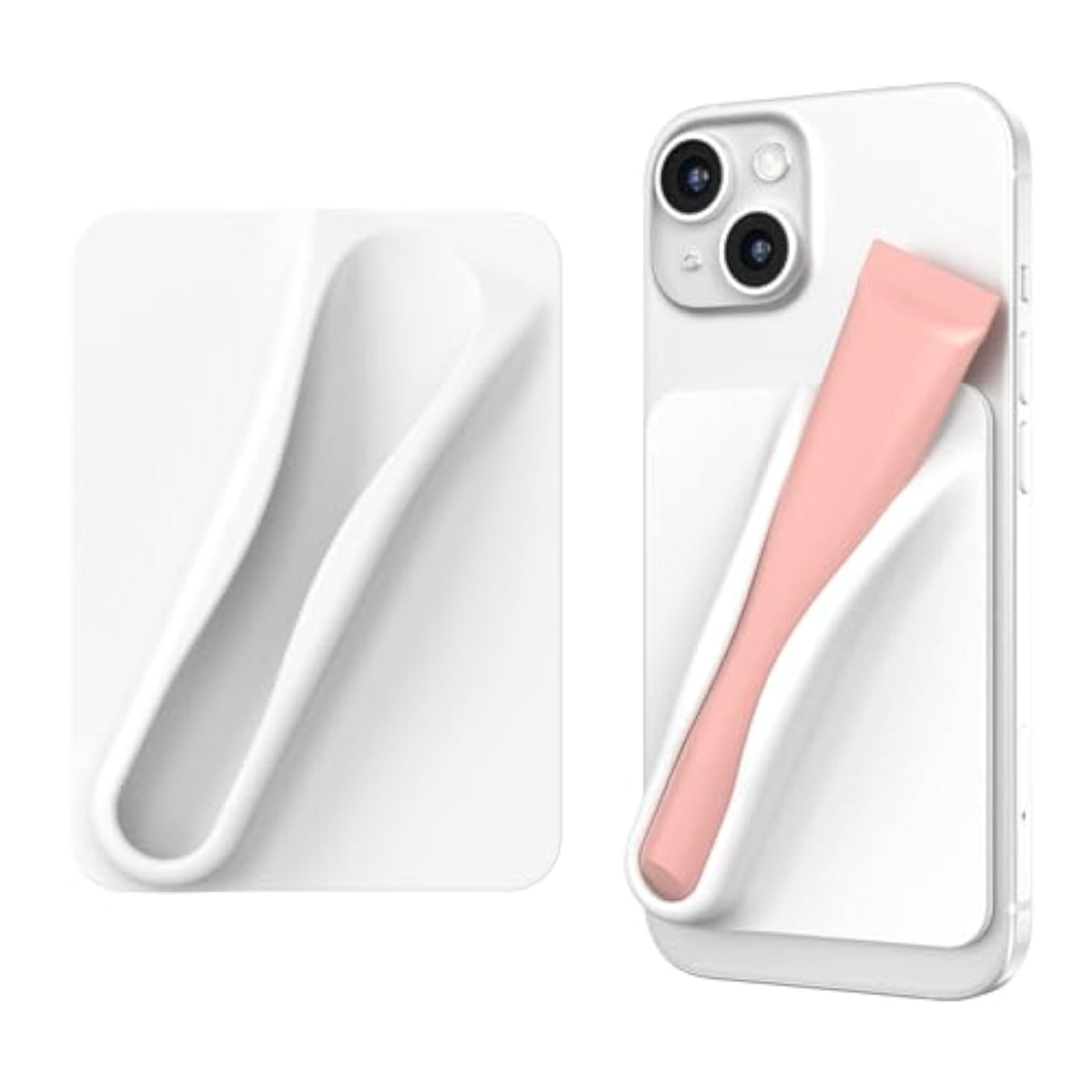 Silicone Lip Holder For Cell Phone Lipstick Lip Glaze Phone Case Back Stick On Holder For Iphone And Android Phones, Grey
