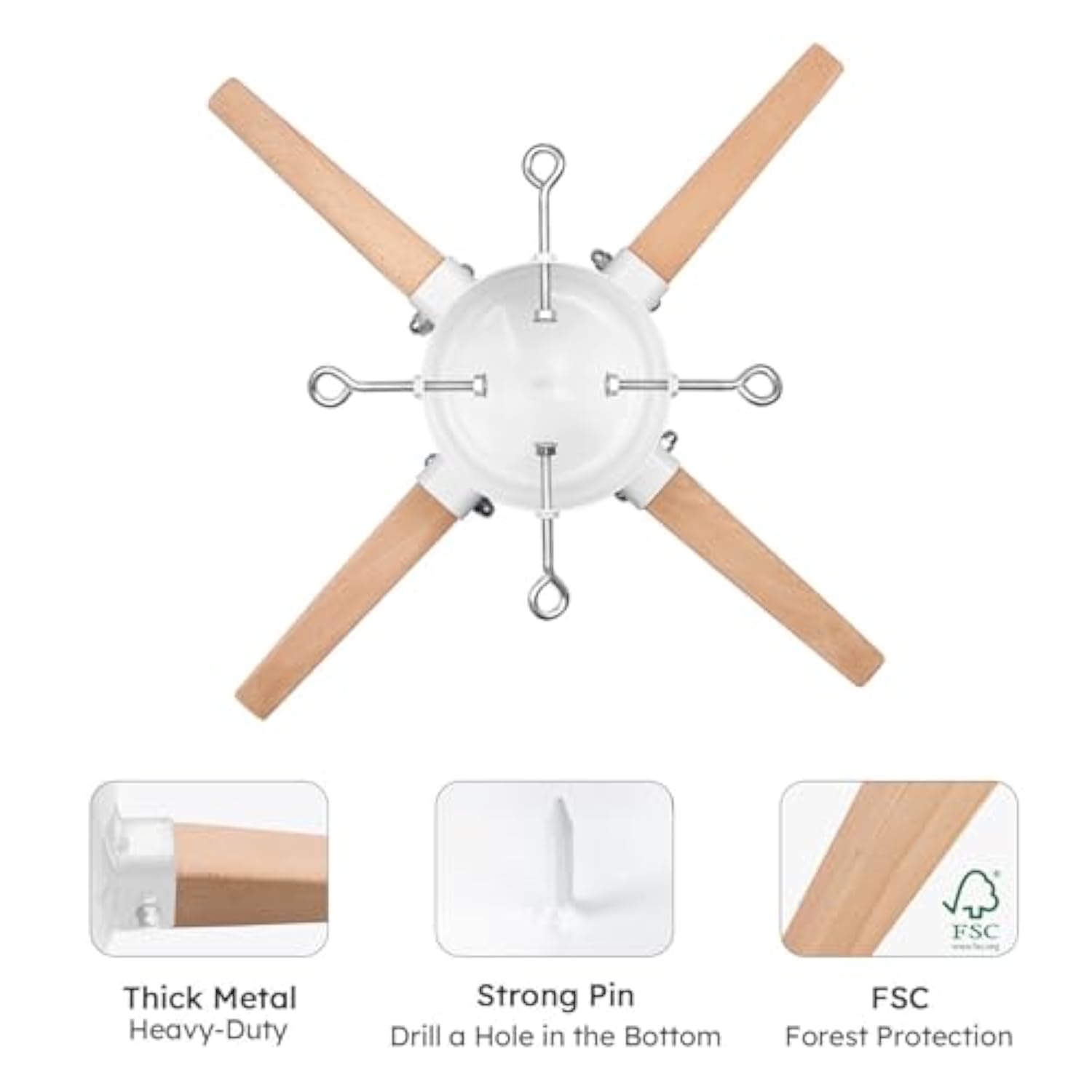Christmas Tree Stand For Live Tree 8Ft, Metal And Beech Hardwood Christmas Tree Holder With Spike For Fresh Tree, Tree Base For Real Tree, Arch Design, Seasonal Decor (White)