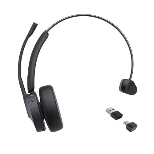 BH70 Mono Teams Wireless Headset with Mic for Work, Microsoft Teams Certified Bluetooth Headphone for 35h Calling, 91g All-Day Wearing Comfort,
