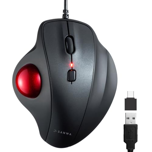 Wired Ergonomic Trackball Mouse, Optical Vertical Rollerball Mice, Silent Buttons, 34Mm Trackball, 600/800/1200/1600 Dpi, Compatible With Macbook, Laptop, Computer, Windows, Macos, Red
