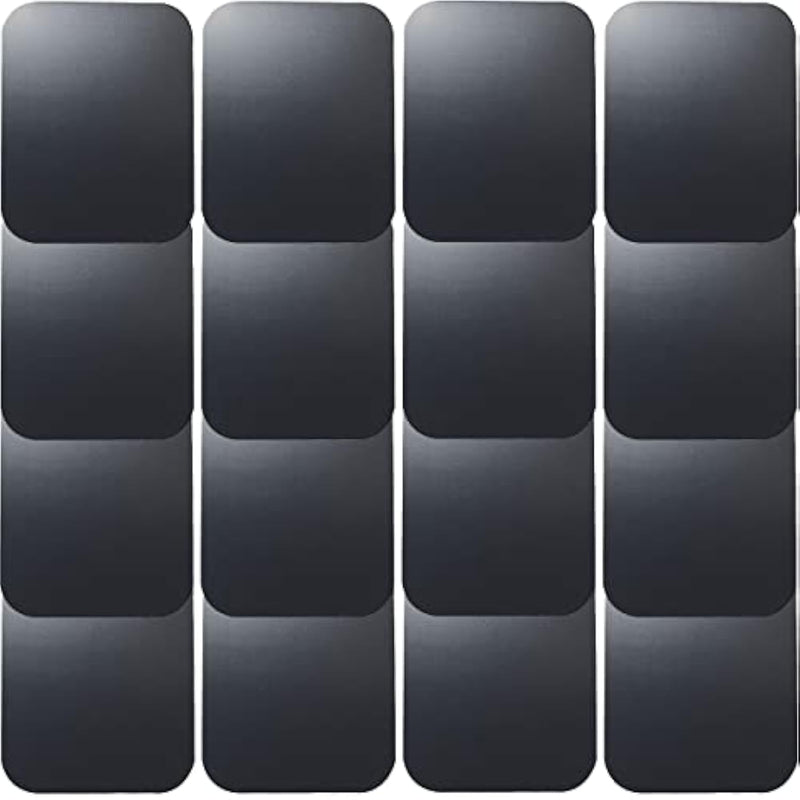 Replacement Metal Plates Set 16 Pack For Magnetic Car Mount. Kit Of 16 Magnets For Back Of Phone Case. Black Rectangular Iron Stickers Without Holes Discs. 3M Adhesive Backing Steel Sheets.