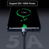 xiwai Down & Up Angled USB-C USB 3.1 Type C Male to Female Extension Data Cable 10Gbps 100W with Sleeve for Laptop 0.5m