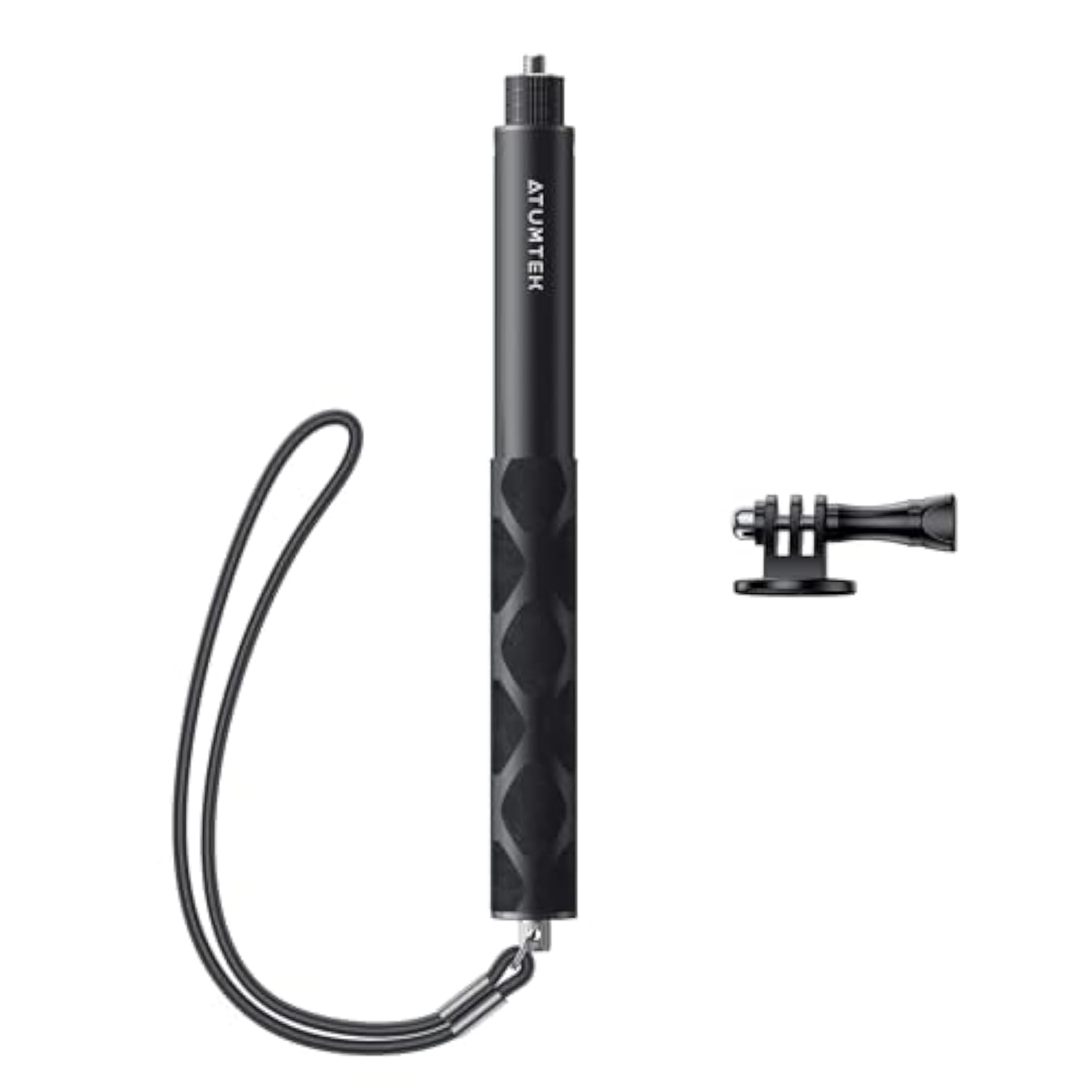 114Cm Invisible Selfie Stick, 1/4" Extended Monopod Pole, Solid And Compact Design For Insta360, For Gopro, Dji, Action Camera (Buckle Mount For Gopro And Wrist Strap Included)