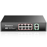 8 Port Full Gigabit Poe Switch, 8 Poe+ Ports @120W, 2*Uplink Port, Plug & Play, Support Vlan, Metal Case, High Stability, Easy Smart Managed Ethernet Switch, Ideal For Various Live Streaming