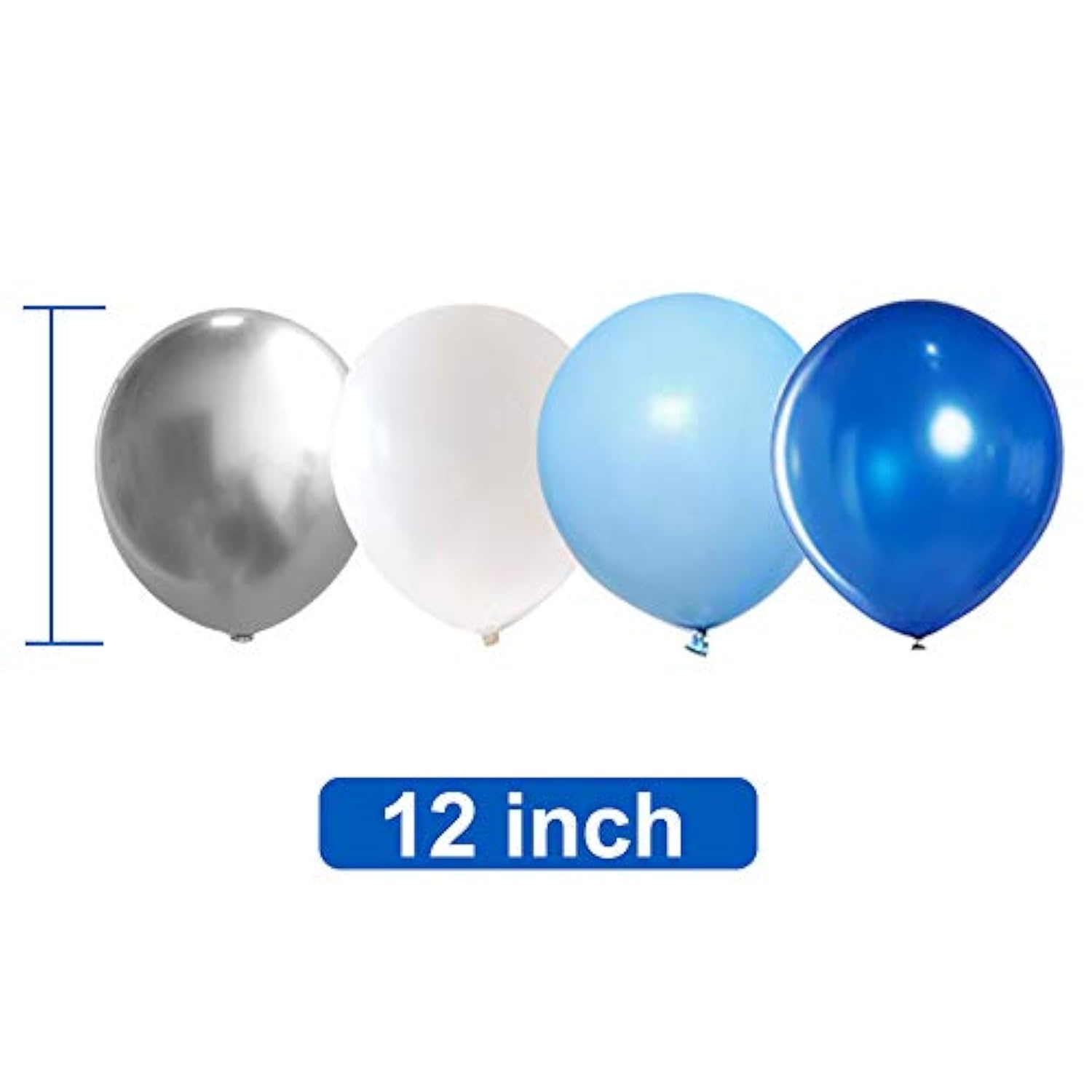 Blue Silver White Latex Balloons, 50Pcs 12 Inch Royal Blue And Silver Metallic Balloons For Birthday Wedding Party Decoration