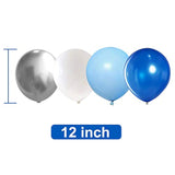 Blue Silver White Latex Balloons, 50Pcs 12 Inch Royal Blue And Silver Metallic Balloons For Birthday Wedding Party Decoration