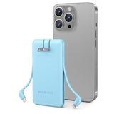 Ultra Slim 10000Mah Power Bank Built-In Cables And Ac Wall Plug, Pocket Size Usb C Portable Charger, External Battery Pack Compatible With Iphone Samsung Ipad Etc, Blue