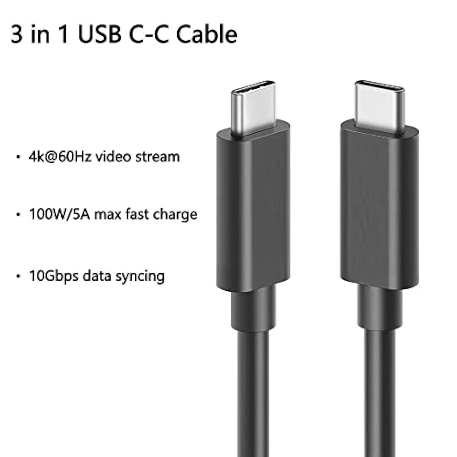 Portable External Monitor Cable,10Gbps Usb 3.1 Usb C 100W Fast Charging, 4K@60