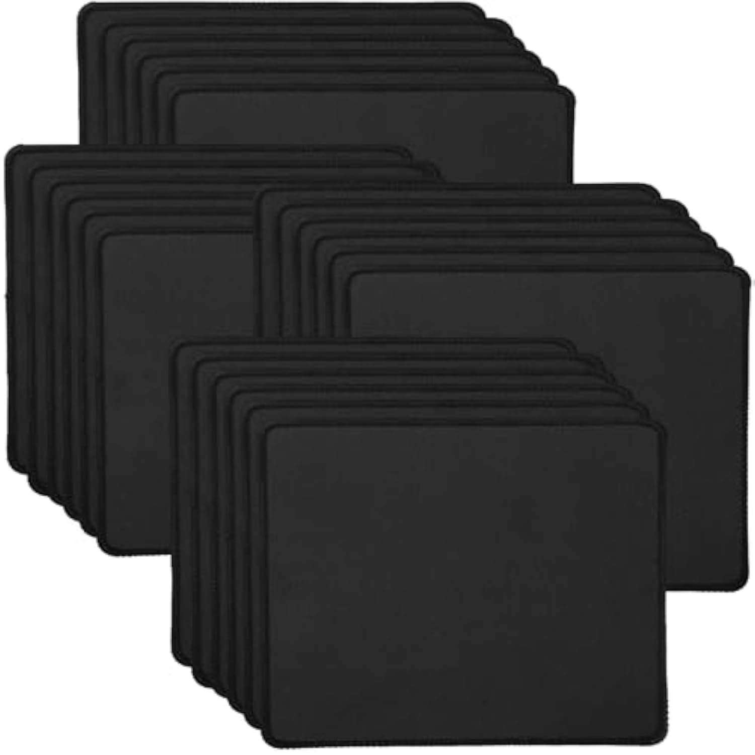 20 Pack Mouse Pad With Stitched Edge,2Mm Black Mouse Pads,Mousepads With Non Slip Rubber Base,Premium-Textured & Waterproof Mousepad For Computers Laptop Office Home,8.7X7.1In