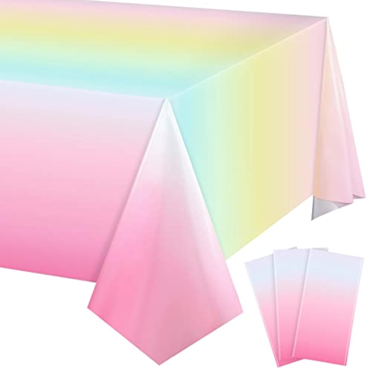 3pcs Pastel Rainbow Tablecloths, 54x108" for Birthday & Party Decorations